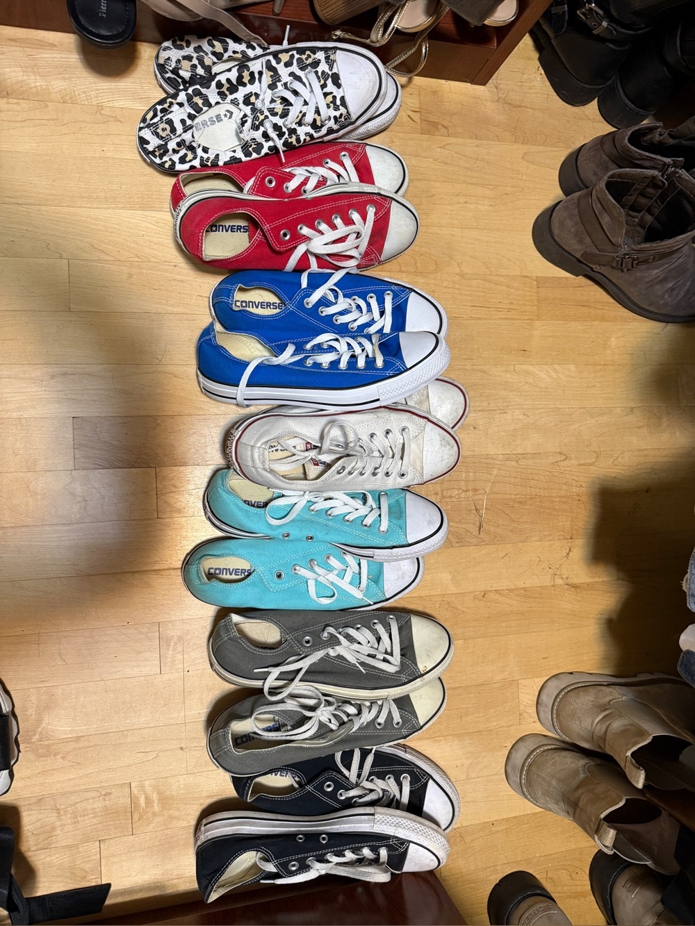 Converse Canvas Low-Top Sneakers in Blue, Red, Teal, Gray, White, Leopard, Black